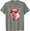 Funny Piggy Pig Sunglasses Piggy Costume for bespectacled Pigs Lovers T-Shirt - Olive Heather