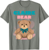 TheNiftyStitches CLAIRE Bear T-Shirt - Women's Black Cartoon Bear T-Shirt - Small - Short Sleeve - Classic Fit - All Seasons - Olive Heather