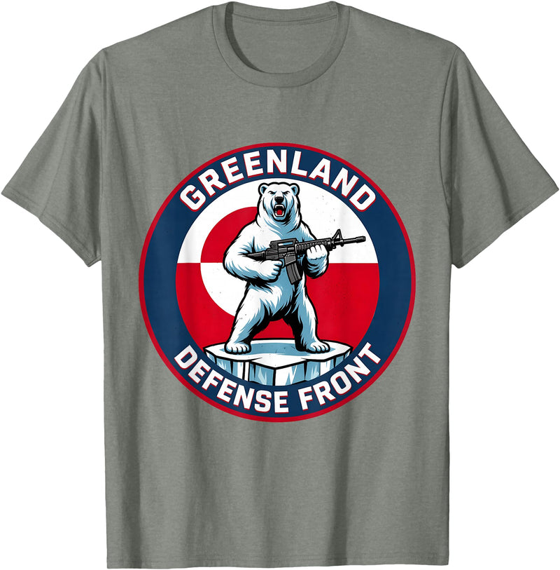 Greenland Lover Stuff Greenland Defense Front Polar Bear Greenland is not for Sale T-Shirt - Olive Heather