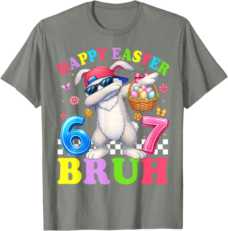Six Seven Happy Easter 67 Dabbing Rabbit Meme Bunny Kids Boy T-Shirt in Olive Heather