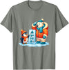 Cute Winter Penguin Polar Bear Humor Funny Penguin Teaching Polar Bear Winter T-Shirt - Olive Heather