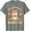 Just a Girl Who Loves Hamsters Cute Floral Pet Aesthetic T-Shirt - Olive Heather