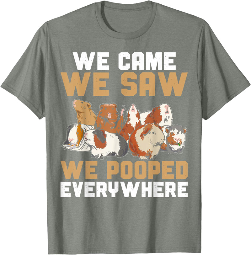 Guinea Pig Lover Clothing Funny Guinea Pig We Came We Saw We Pooped Everywhere T-Shirt - Olive Heather