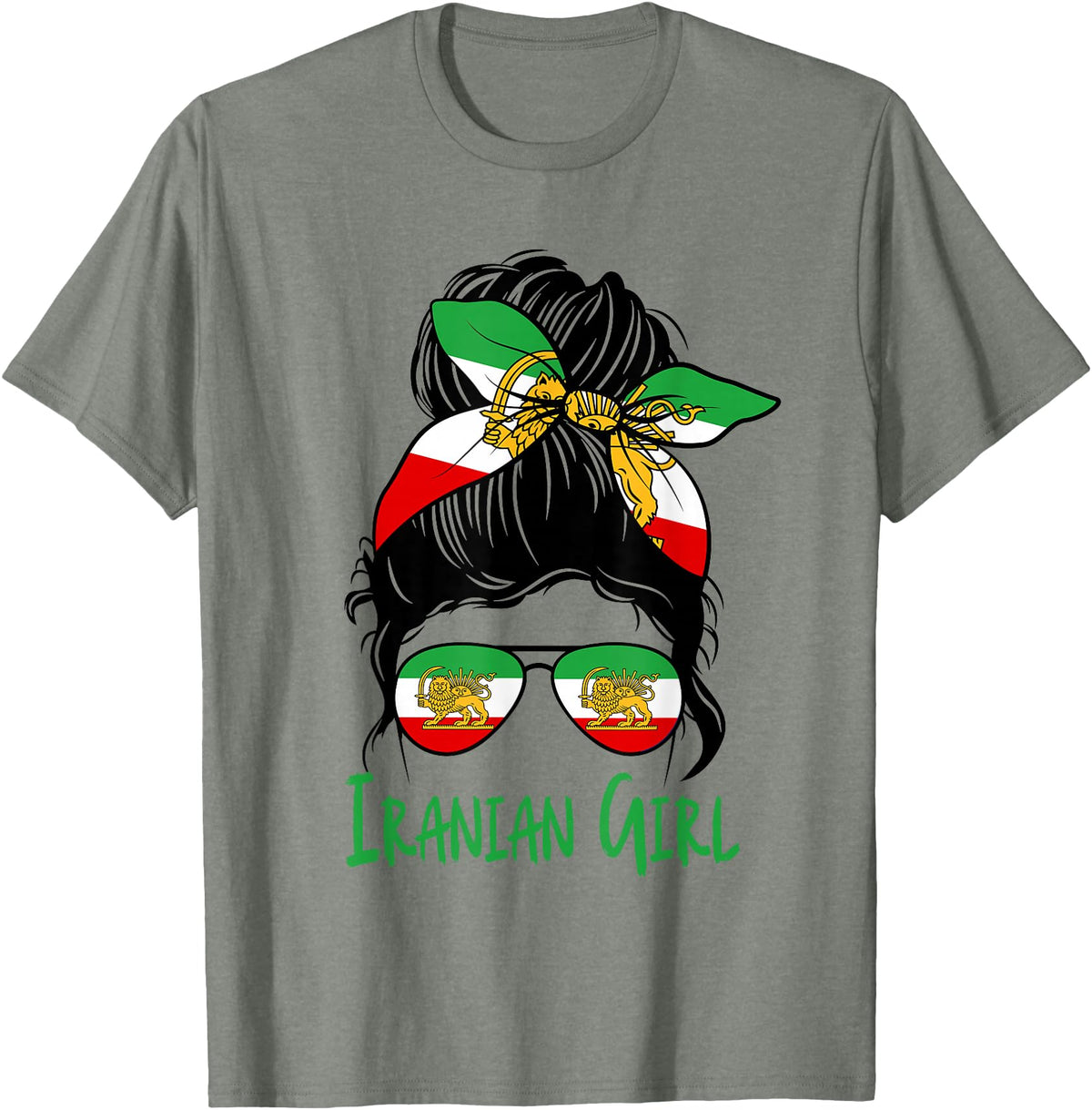 Iran For Women Iranian For Girl Flag Lion Persian T-Shirt - Olive Heather