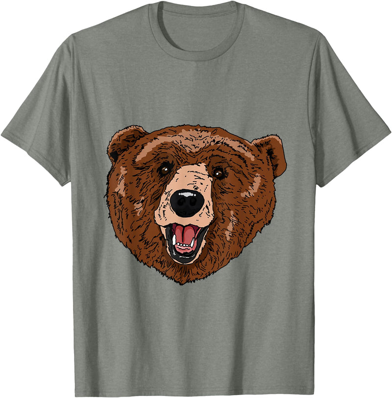 Bear Head Gift idea for Bear Lover Smile friendly brown Bear Head for Bears Lovers T-Shirt - Olive Heather