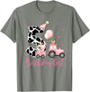 Milk Cow Print 5 Year Old Girl Birthday Gift 5th Birthday Outfit Girl 5 Year Old Farm Cow Chick Tractor T-Shirt - Olive