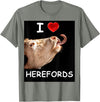 WhiteHorseDepot I Love Herefords with Cow Tongue T-Shirt - Olive Heather