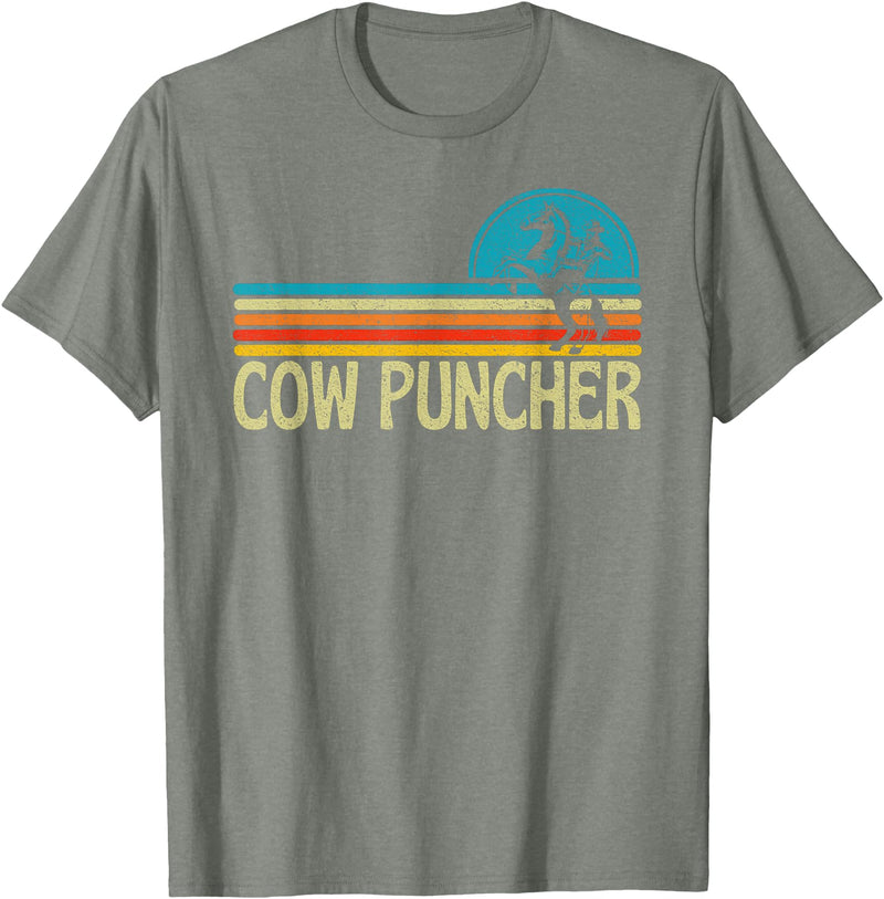 Cow Puncher Cowboy Graphic Funny Western Cow Puncher Cowboy Country T-Shirt - Olive Heather