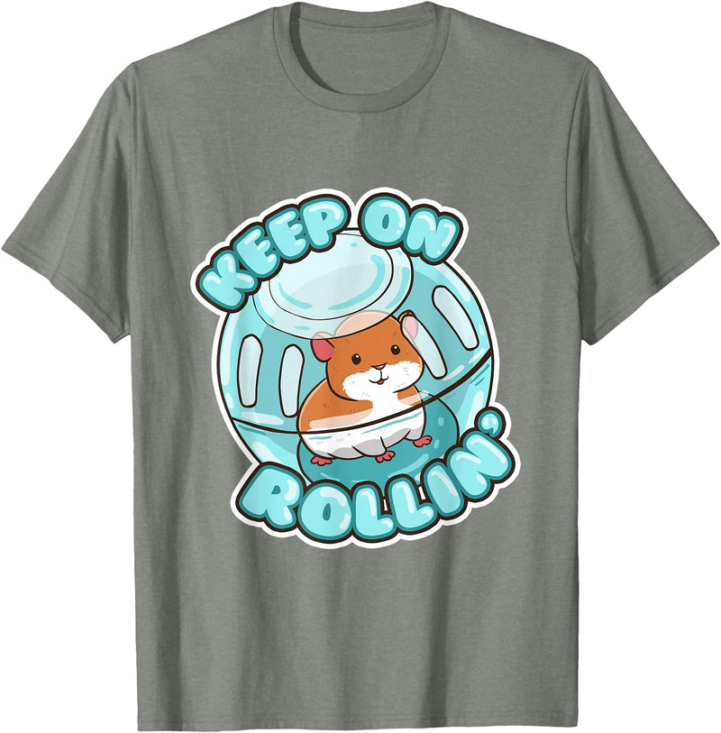 Keep On Rolling Cute Hamster Hammy Owner Pet Lover Gift T-Shirt - Olive Heather