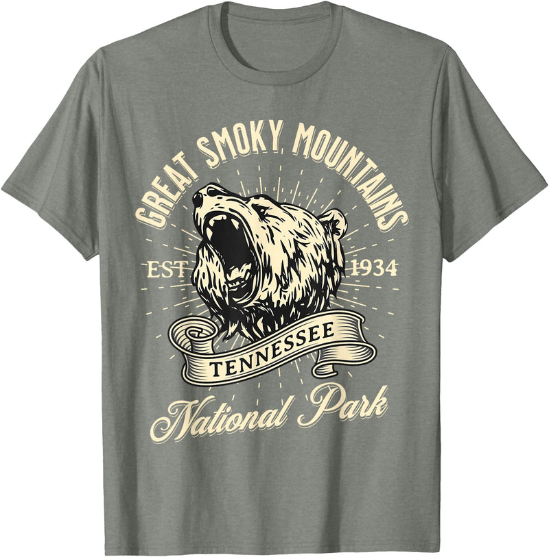 Great Smoky Mountains National Park Tennessee USA Great Smoky Mountains National Park Tennessee Bear Hike T-Shirt - Olive Heather