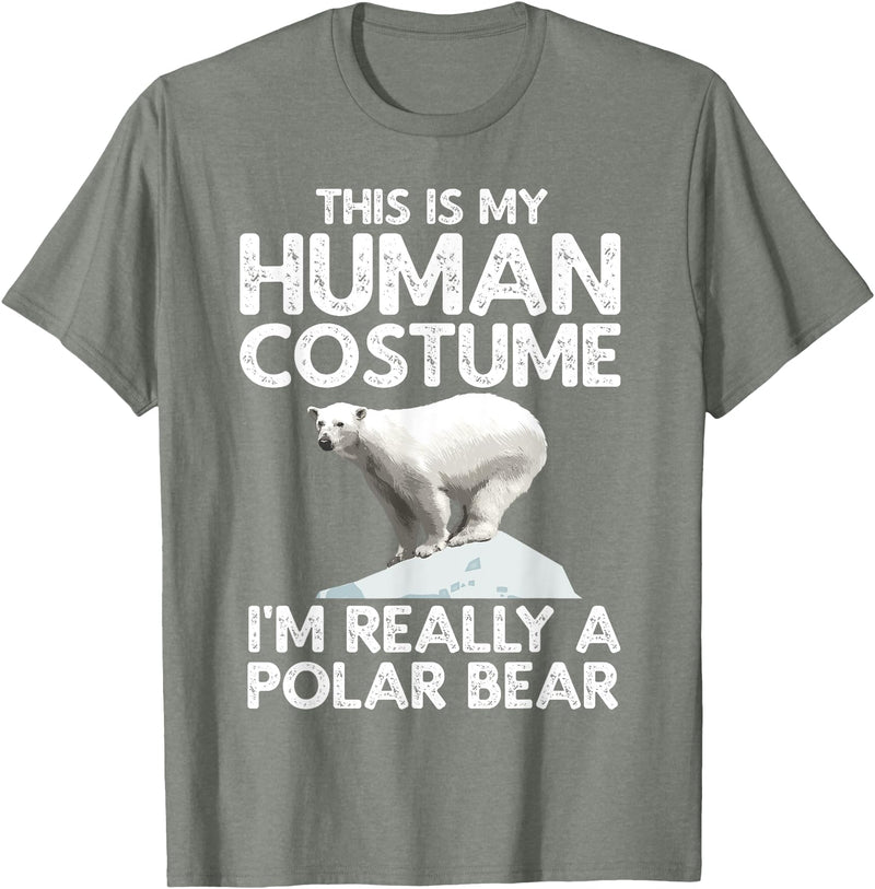 Polar Bear Gift Polar Bear Accessories & Stuff Cool Polar Bear for Men Women Human Costume Animal Halloween T-Shirt - Olive Heather