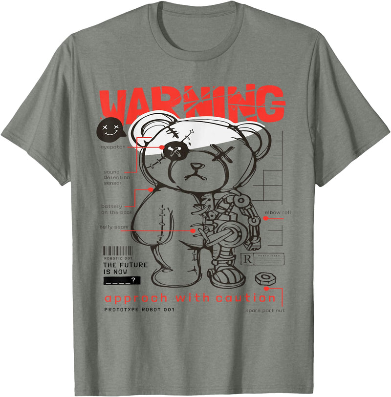 Prototype Robot Teddy Bear Funny T-Shirt - Olive Heather
