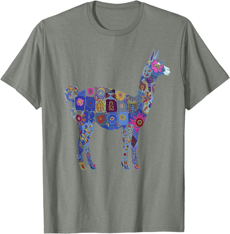 We Love Llamas & Alpacas - Peru Souvenirs Co. Peru Souvenir Llama Alpaca Flowers Peruvian Souvenir T-Shirt - Olive Heather
