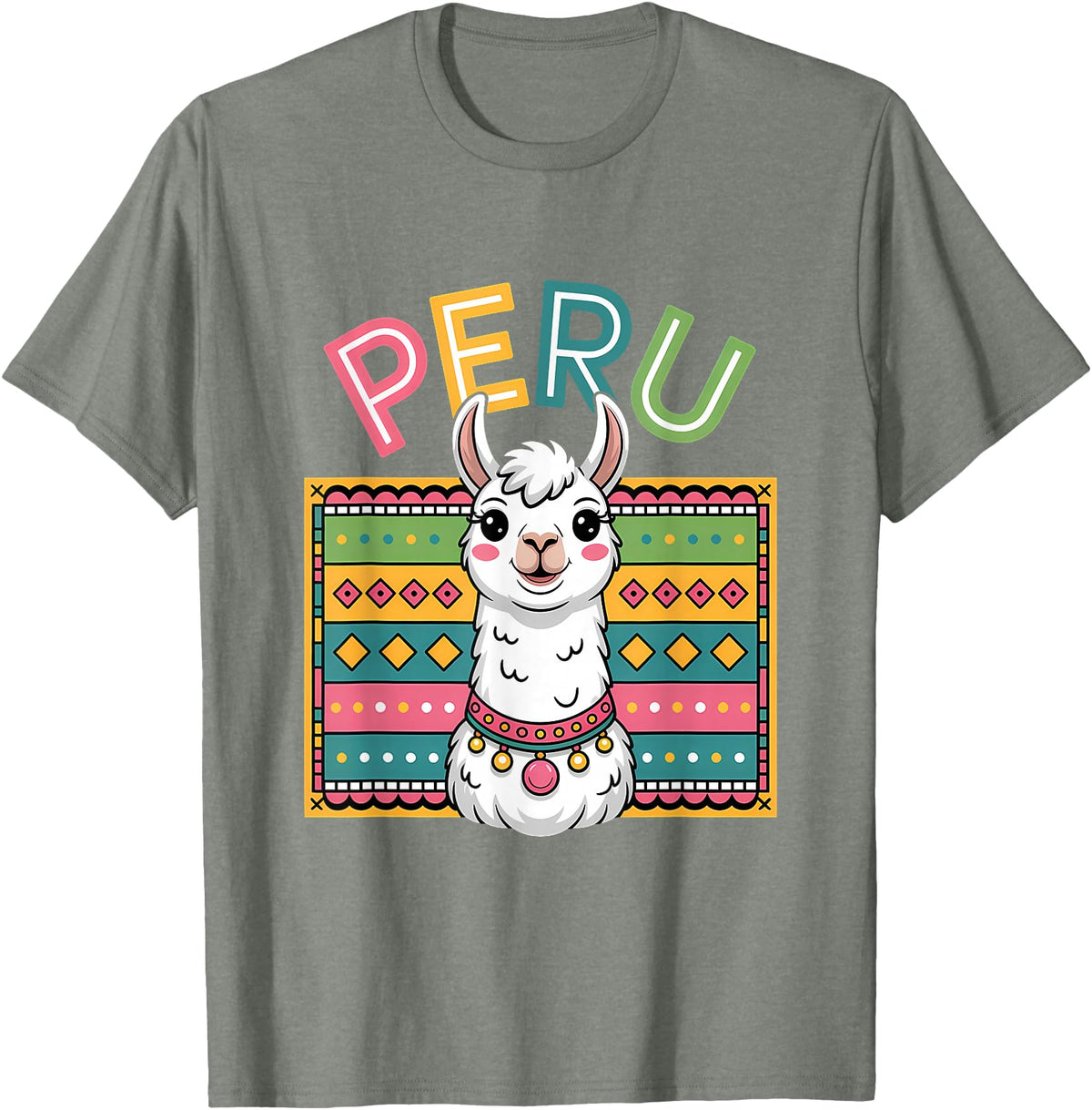 Peru Flag Peruvian Roots Peru Llama Peruvian Roots Peru Heritage T-Shirt - Olive Heather