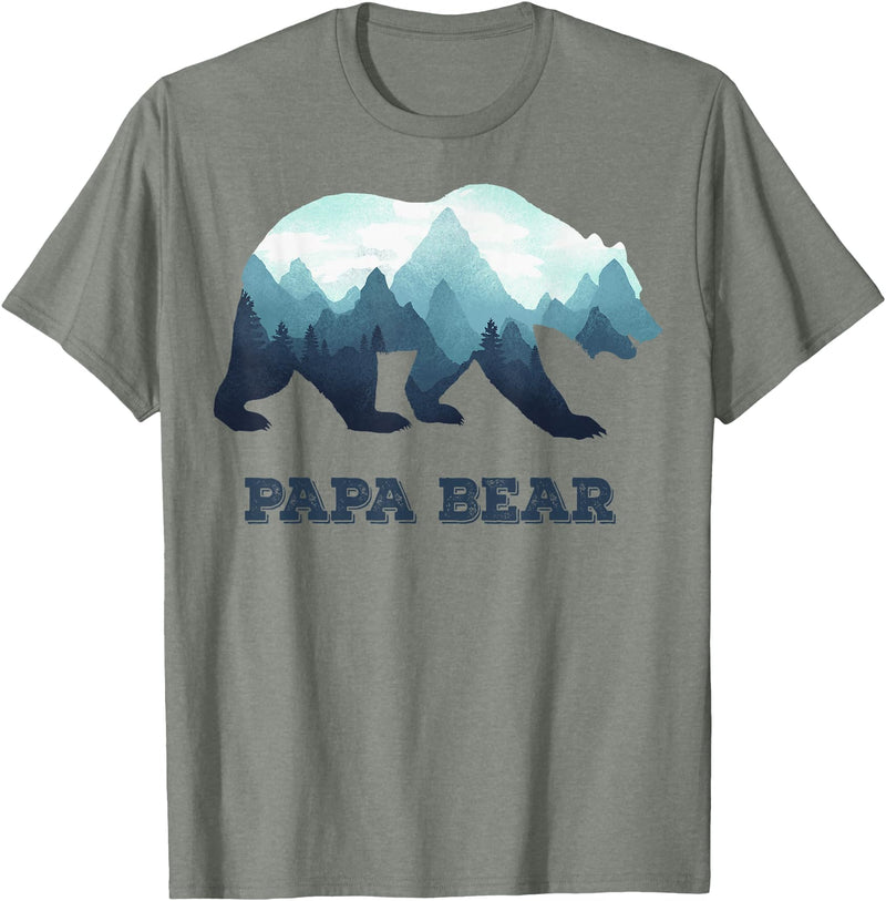 Dramabite Papa Bear Wildlife Father's Day Gift for Dad, Daddy or Dada T-Shirt - Olive Heather
