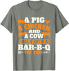 Funny BBQ Shirts A Pig A Chicken And A Cow - Grilling BBQ Lover Barbecue T-Shirt - Olive Heather