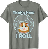Cute Funny How I Roll Hamster Ball Cartoon T-Shirt T-Shirt - Olive Heather