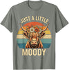 Just A Little Moody Funny Cow Tee Highland Cow Vintage Flower Funny Farm Farmer T-Shirt - Olive Heather