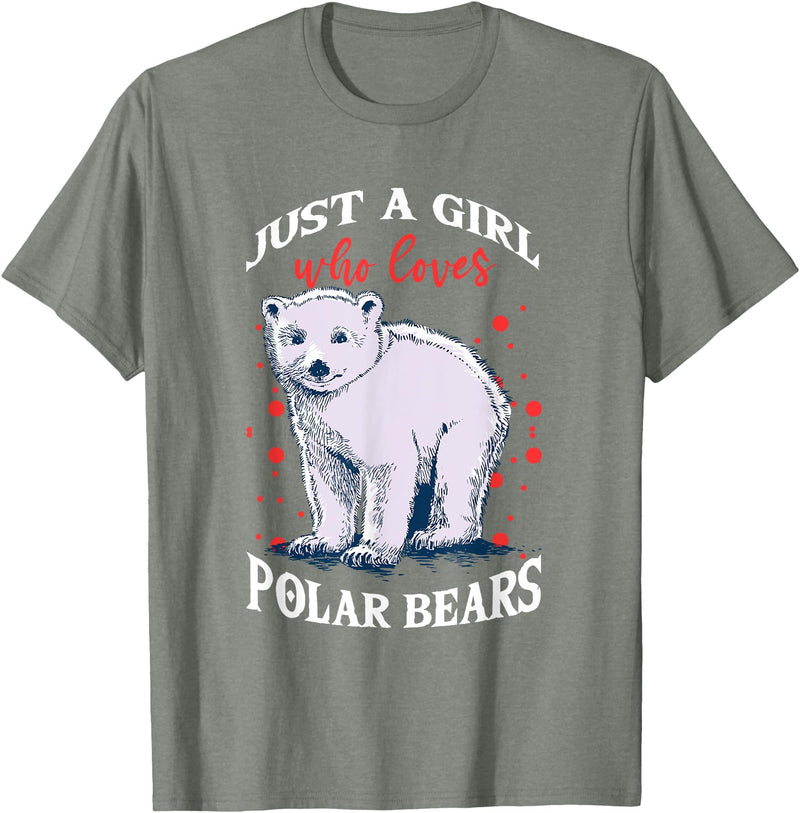 Just A Girl Who Loves Gifts & Apparels Cute Polar Bears Just A Girl Who Loves Polar Bears T-Shirt - Olive Heather