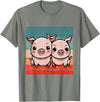 Cute Sibling Baby Little Pink Pig Sister Animal Pig Lovers T-Shirt - Olive Heather