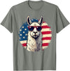 Funny Llama Alpaca Animal Lover Gifts Clothing Llama Alpaca American Flag USA Patriotic T-Shirt - Olive Heather