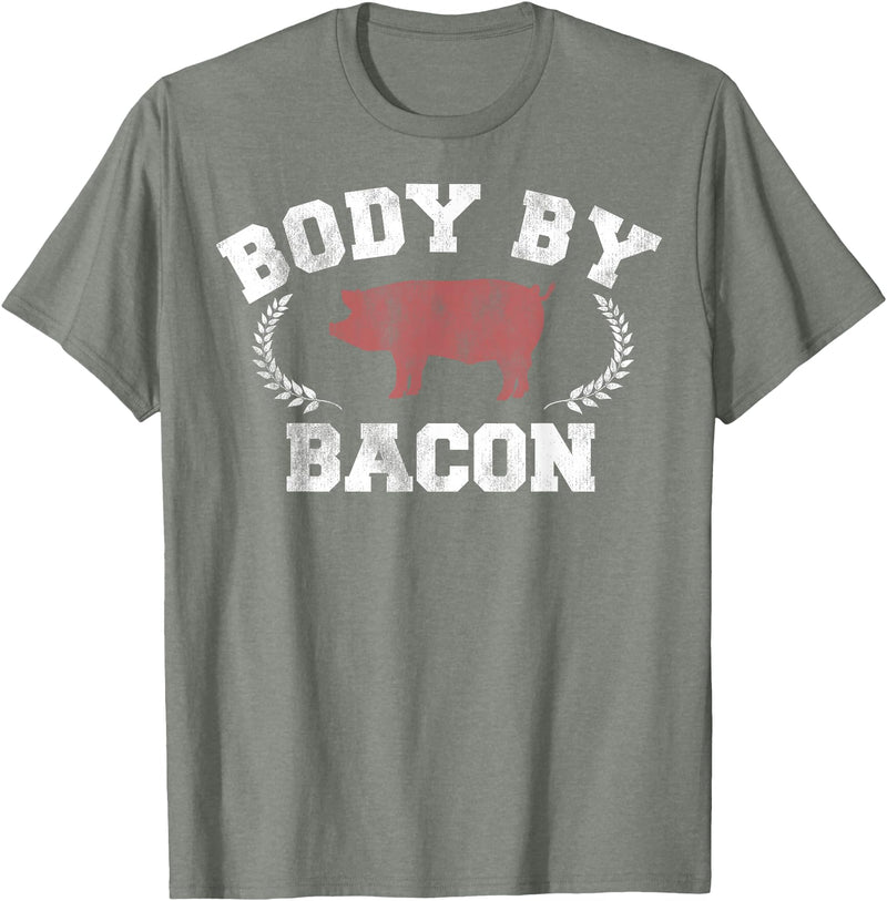 Trendy Apparel Body By Bacon Pig Vintage Collegiate T-Shirt - Olive Heather