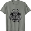 ROSS BOSS Funny Guinea Pig Graphic Tees Guinea Pig Shirt Headphones T-Shirt - Olive Heather