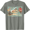 Mel & Bear Treasure Map Ship Sharks Pirates & Skulls Shirt Boys Kids T-Shirt - Olive Heather