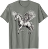 Cool Style Pegasus Majestic Winged Horse Mythology Fantasy Art T-Shirt - Olive Heather