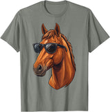 Cowboy Cowgirl Sunglasses Equestrian Rider Girl Horse Sunglasses Horse Riding T-Shirt - Olive Heather