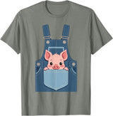 Pig Farm Animal Costumes Pig Costume - Funny Farmer, Pocket, Farm, Women, Men, Kids T-Shirt - Olive Heather