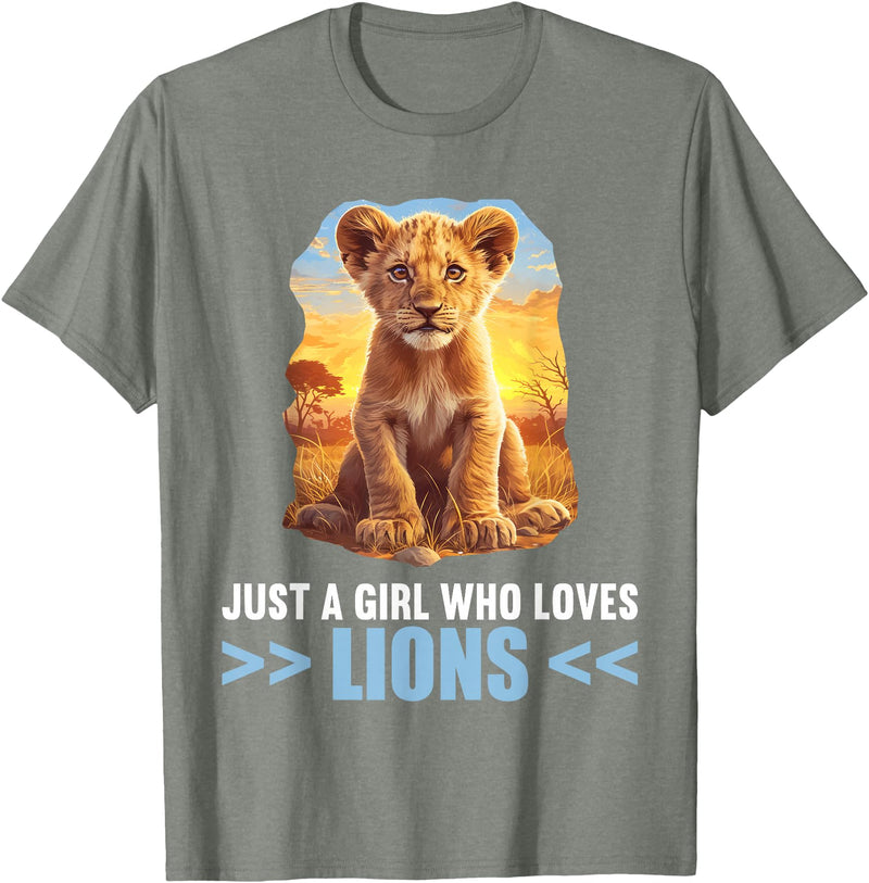 Lions Lion Lovers Shop Just a Girl who loves Lions Lion T-Shirt - Olive Heather