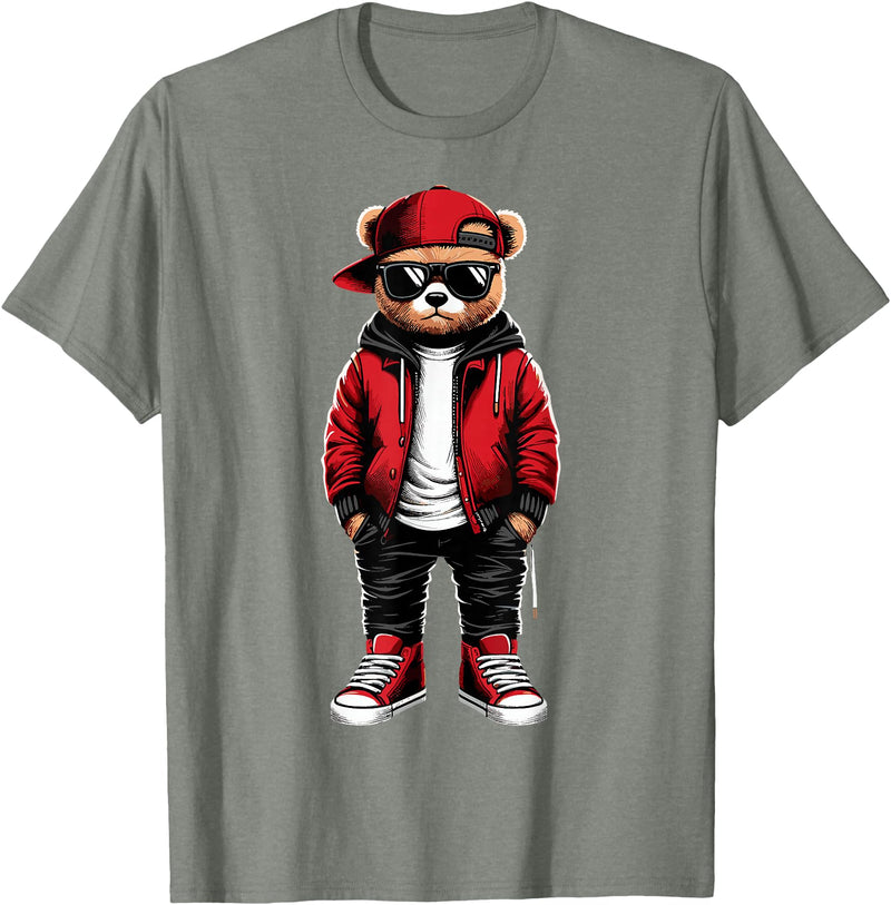 Funny Hip Hop Music lover Hip Hop Teddy Bear Rap Music T-Shirt - Olive Heather