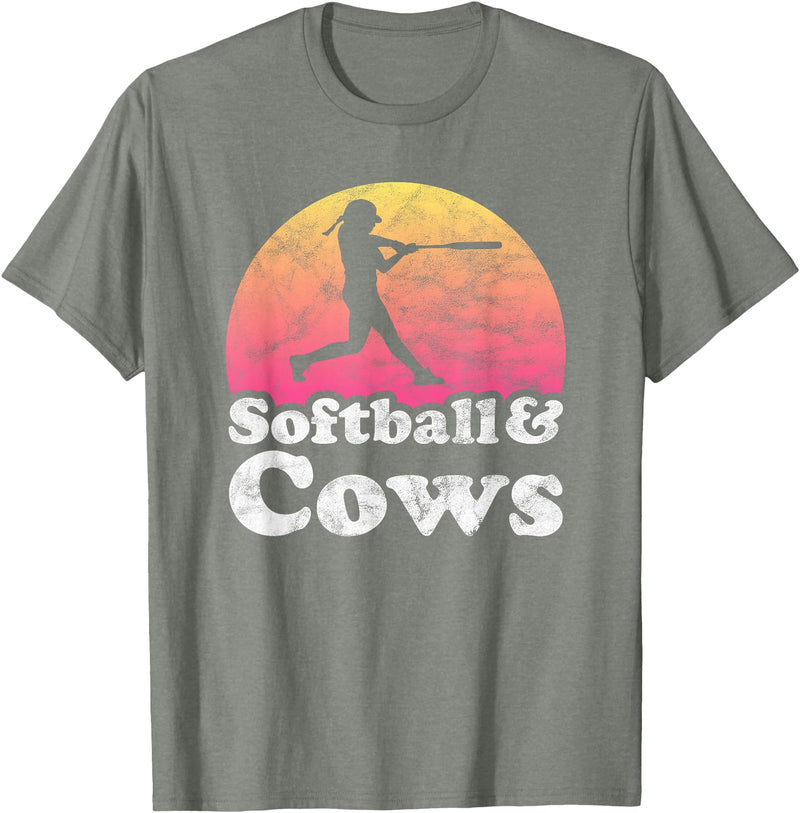 Softball and Cows Apparel Co Softball and Cows Women or Girls Cow T-Shirt - Olive Heather