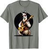 Music Lovers Alpaca Llama playing Guitar Llama playing Electric Guitar, Llama Guitarist T-Shirt - Olive Heather