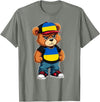 Ukrainian Teddy Bear Breakdance Rapper Ukrainian Flag Teddy Bear Ukraine Hip Hop T-Shirt - Olive Heather