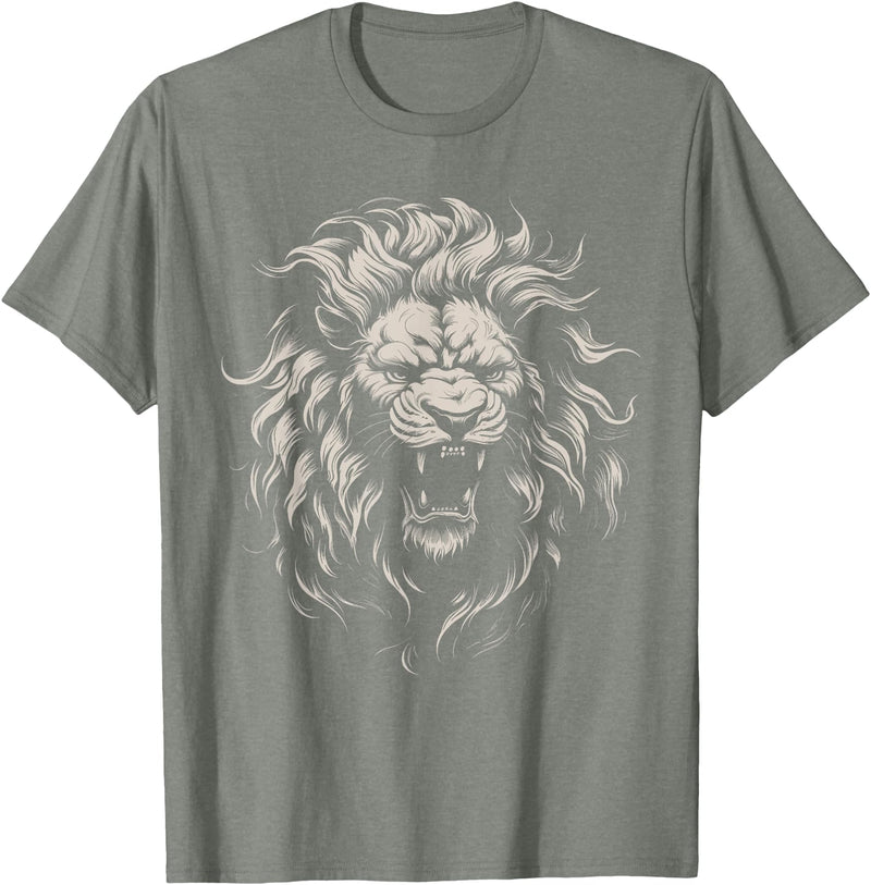 black animals art Lion Roar Head Art face for Lovers Lions King African Animal T-Shirt - Olive Heather