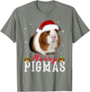 Funny Guinea Pigs Lover T-Shirts Gifts Cute Merry Pigmas Face Mask Funny Guinea Pig Christmas Santa Xmas T-Shirt - Olive Heather