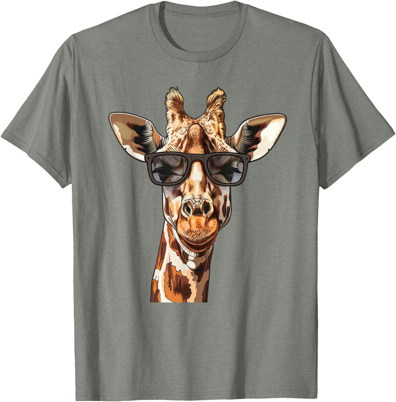 Ägiraffe. Giraffe Sunglasses T-Shirt - Olive Heather