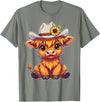 Highland Cow Western Farm Gifts Cute Highland Cow Cowboy Hat Sunflower Western T-Shirt - Olive Heather