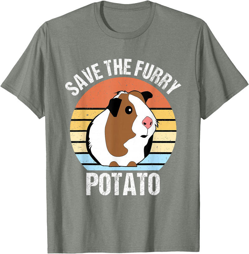 Vintage Guinea Pig Shirts and Gifts Save The Furry Potato Funny Guinea Pig T-Shirt - Olive Heather