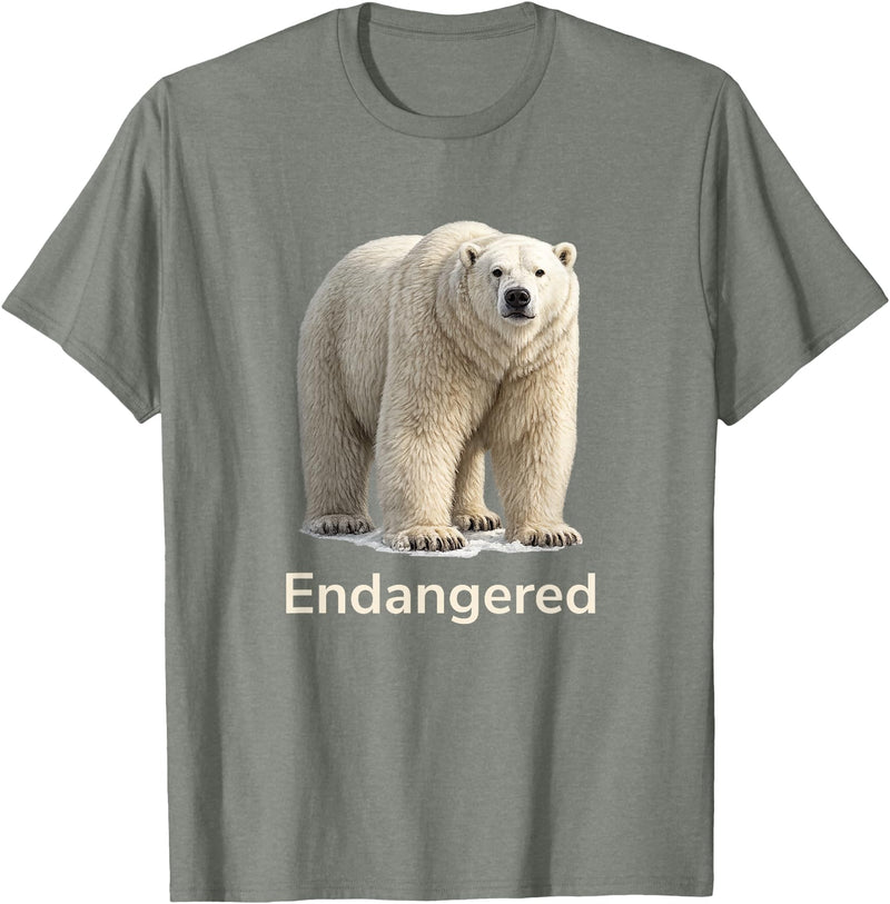 Endangered Animal Species Apparel Company Polar Bear Endangered Animal Species T-Shirt - Olive Heather