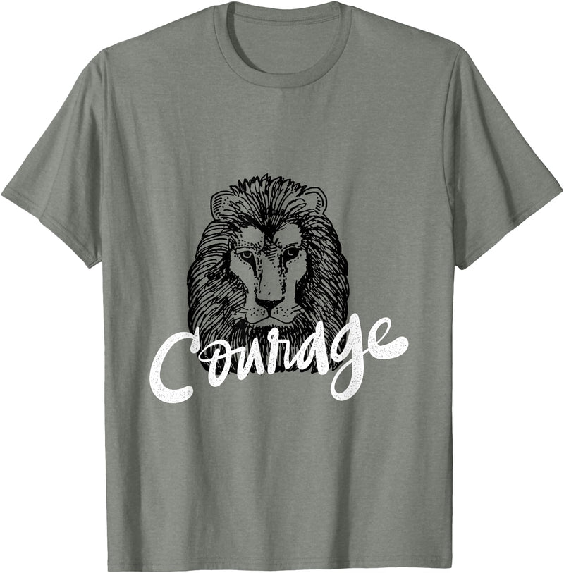 Totality Lion Head Courage T-Shirt T-Shirt - Olive Heather