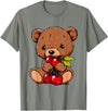 Cute Cherry Animals Cherry Bear Cute Bear Nature Cherry Fruit Artwork Wildlife T-Shirt - Olive Heather