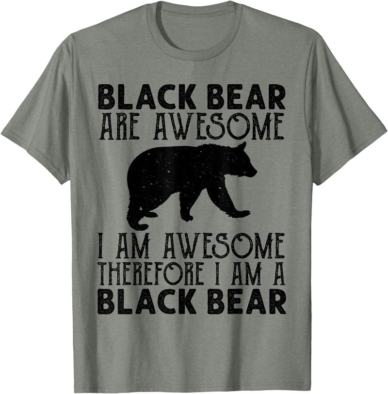 Cool American Black Bear Lovers gifts costume Black Bear Tee Funny American Bear Lover Animal T-Shirt - Olive Heather