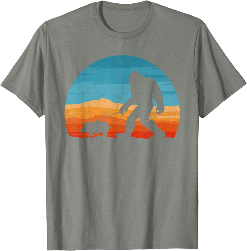 Bigfoot Walking Animal Lover Gifts Bigfoot Walking Pig Sasquatch Pig Lover T-Shirt - Olive Heather