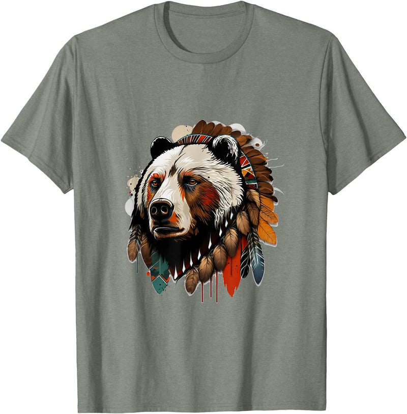 The Mountain Native Bear Spirit T-Shirt - Olive Heather