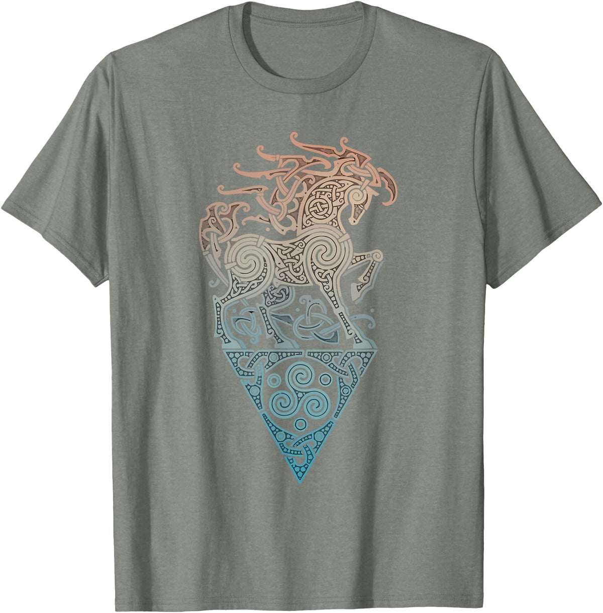 Norse Viking Mythology Great Love Horses VIKING CELTIC odins horse T-Shirt - Olive Heather