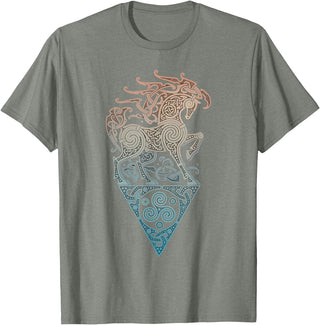 Norse Viking Mythology Great Love Horses VIKING CELTIC odins horse T-Shirt - Olive Heather