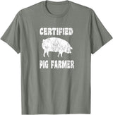 Pig Gifts for Men Women Boys Girls Toddlers by RJ - Unisex Adults Black Cotton 65% Polyester 35% Modern Animal Print Crew Neck Short Sleeve T-Shirt - Small - Office, Work - Casual - 1 Count - Olive Heather